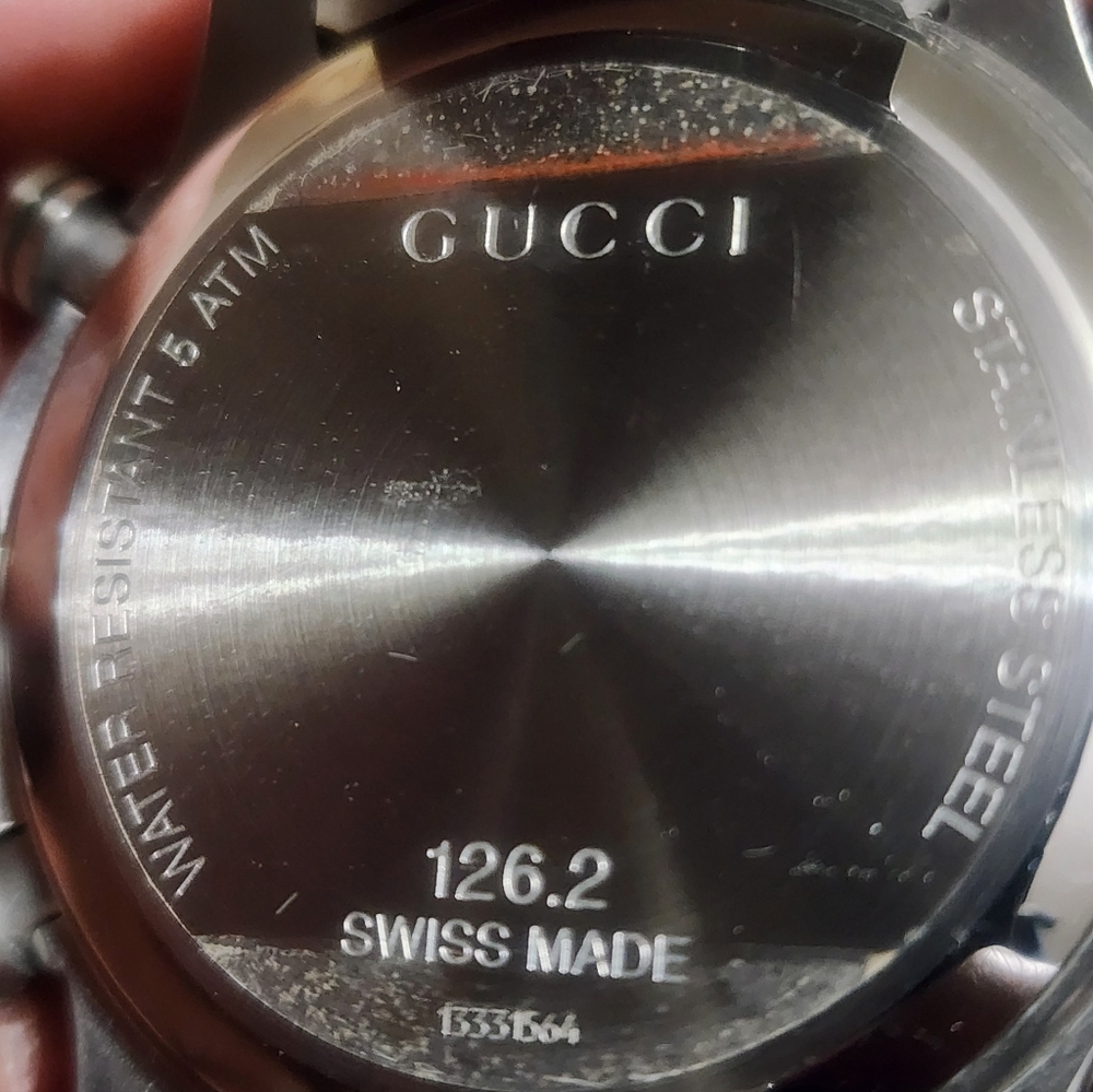 Men's Gucci Timeless Chronograph Black and Silver Watch 126.2/ya126238 SwissMade - Picture 8 of 9